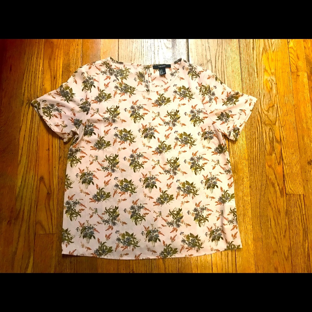 FOREVER 21 floral blouse blush pink MEDIUM